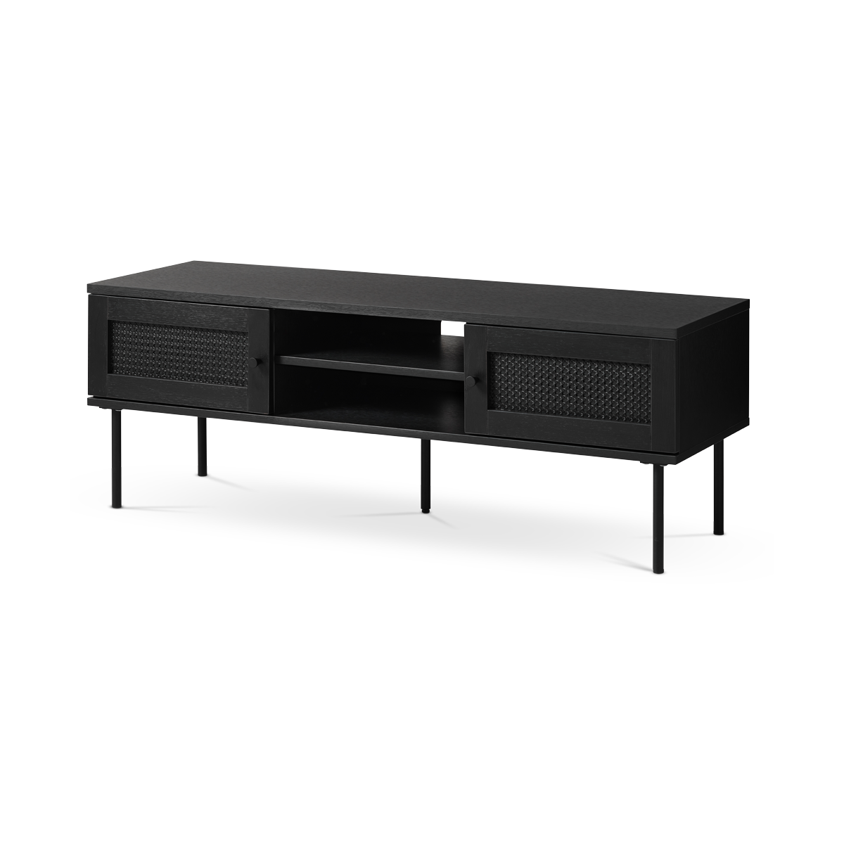 Olivine Jari TV meubel Zwart - Hout - Metalen Poten - B 120 cm