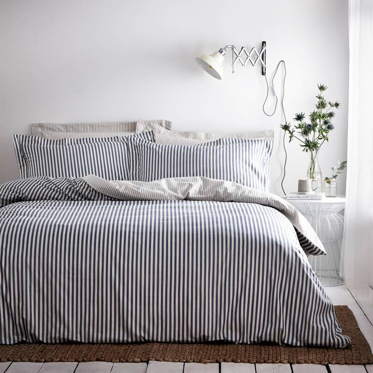 Yard Hebden Cotton Stripe Navy Bedding Set - Single