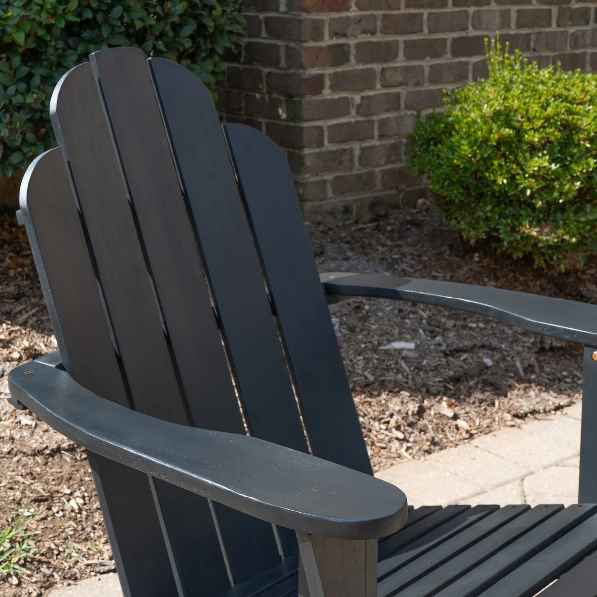 Gavil Black Acacia Wood 2-Piece Adirondack Chair and Table Set