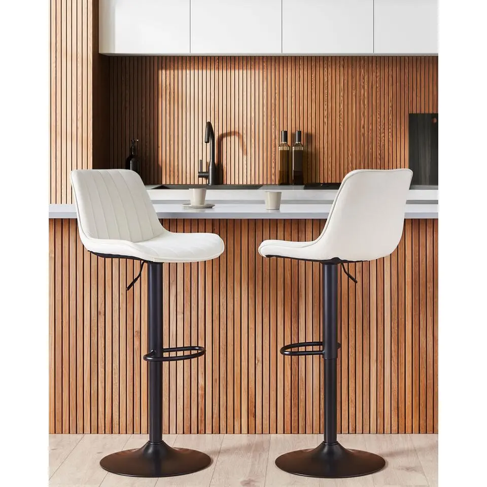 DUBROVNIK - Barkruk set van 2 - Lichtbeige - Fluweel