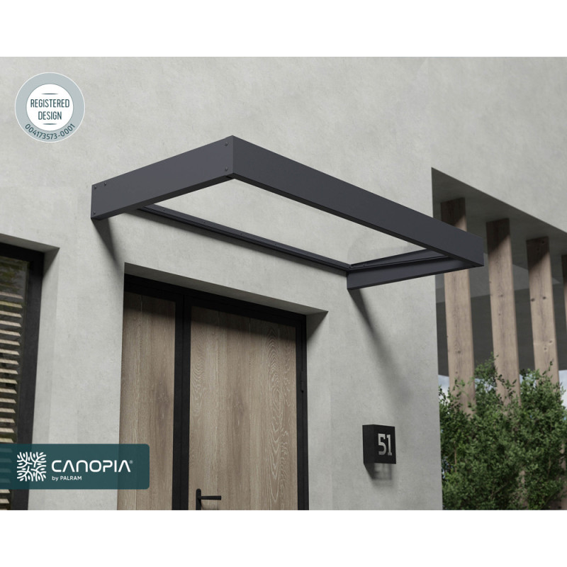 Marquise de porte Sophia gris foncé 215 x 95 cm CANOPIA