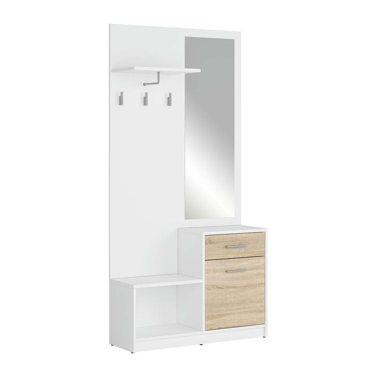 - Meuble entrée stratifiés naturel et blanc