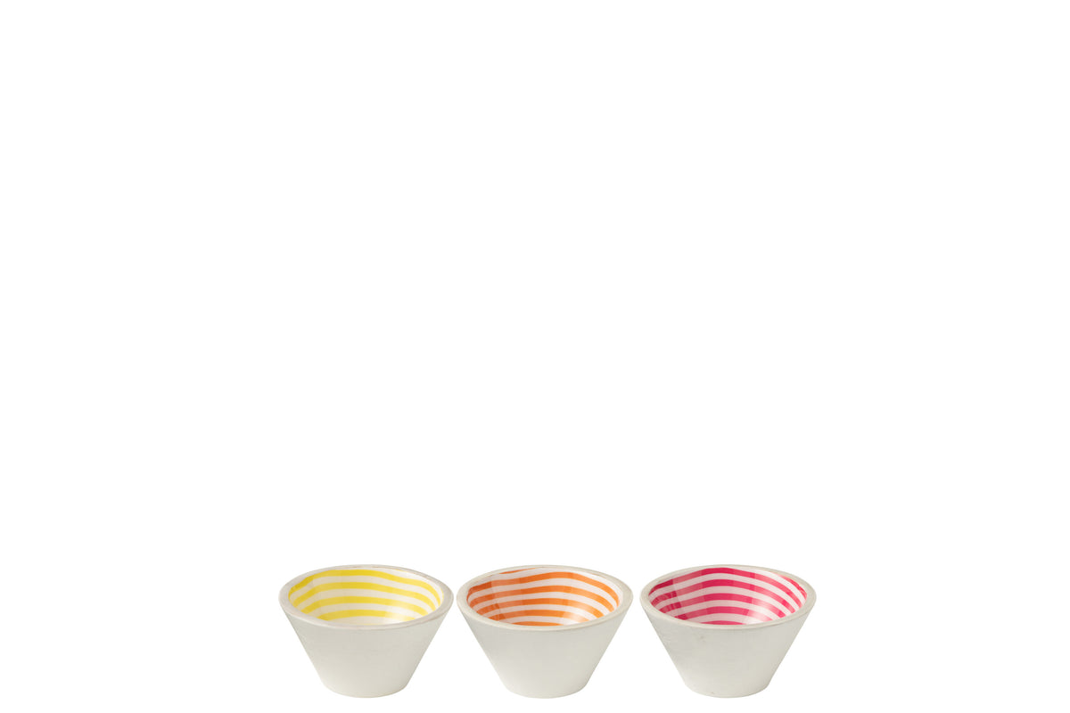 J-Line kom Spiraal - hout - roze/oranje/geel - small - 3 stuks