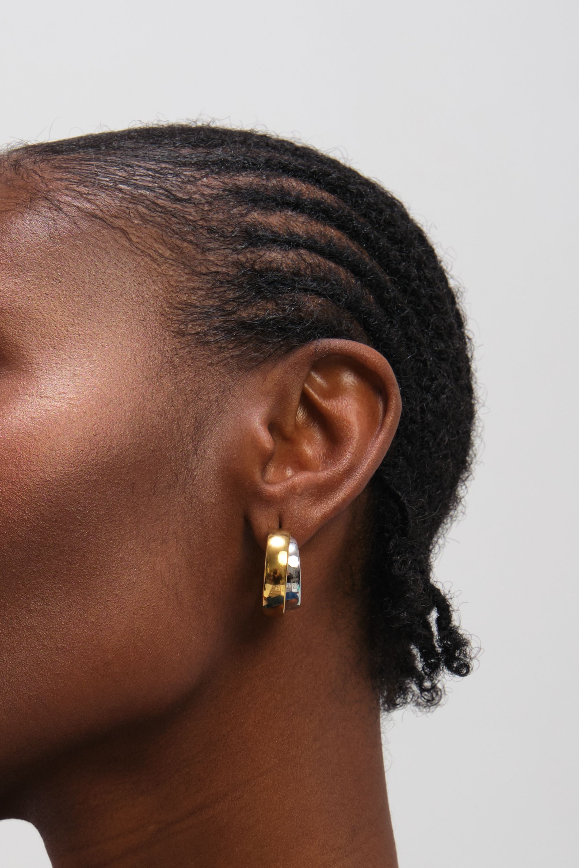 Jon Richard Two Tone Waterproof Double Row Hoop Earrings