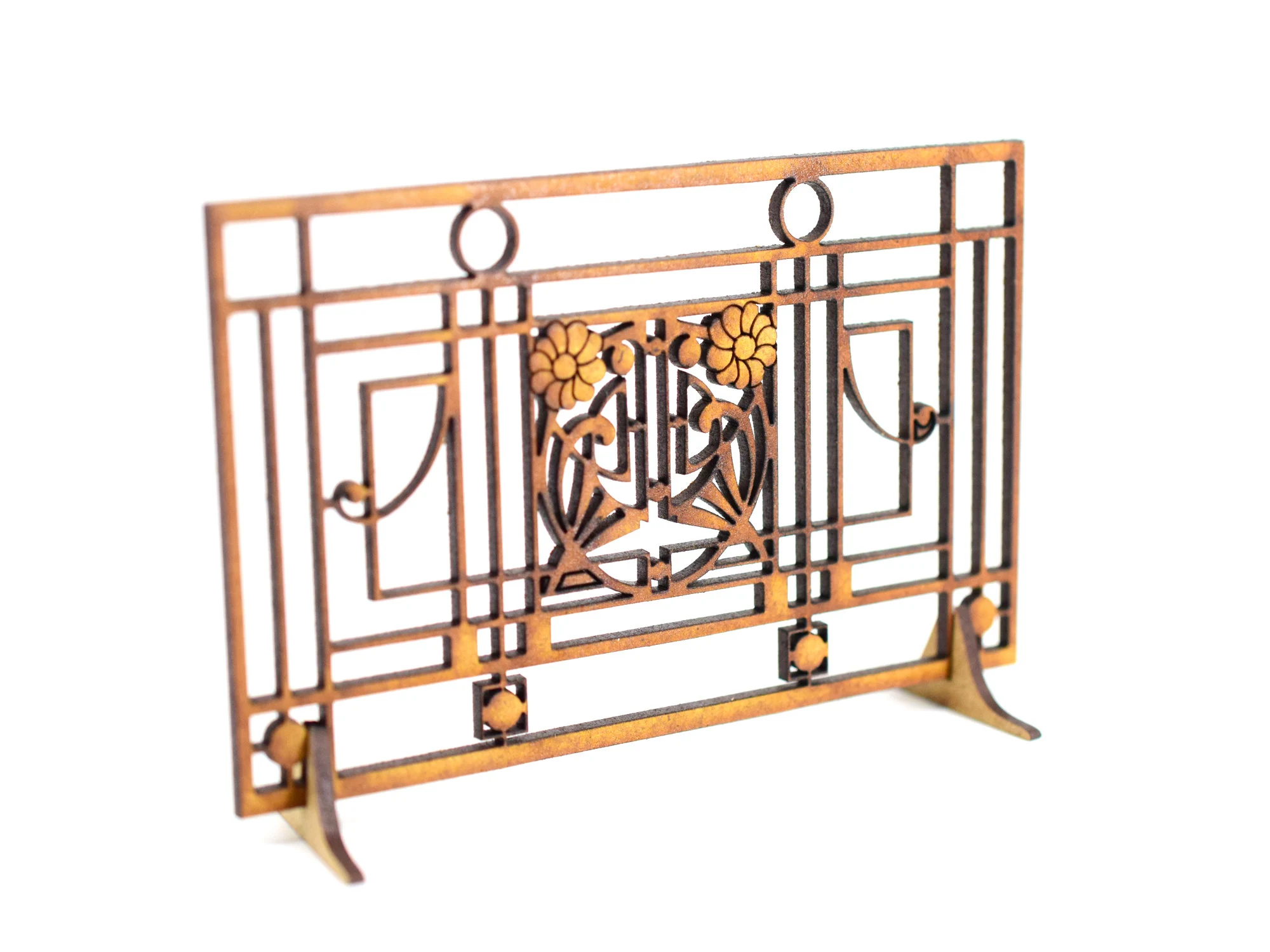 Art Deco Miniature Fireplace Screen: 1/12 Scale Dollhouse DIY Kit