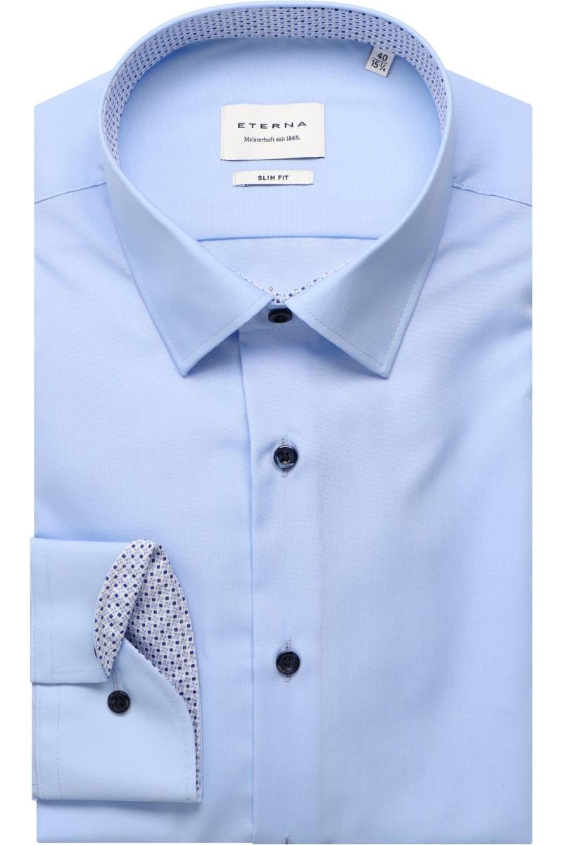 ETERNA Slim Fit Hemd hellblau, Einfarbig (extra langer Arm)