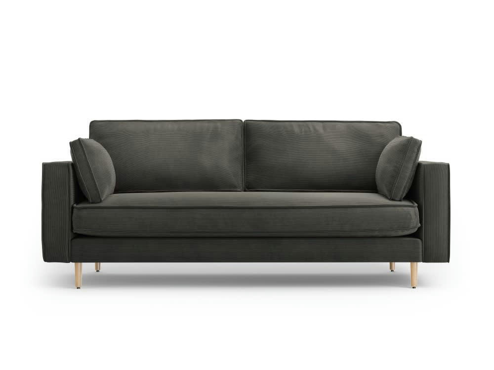 ALEXIS - Canapé 3 places en tissu structuré gris foncé