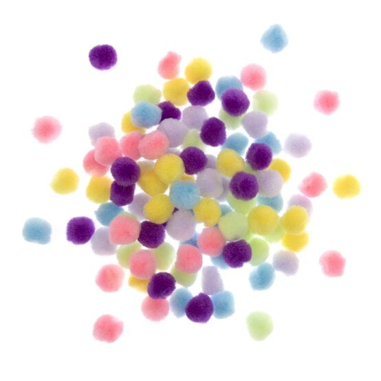 Pastel Pom Poms 2cm 100 Pack