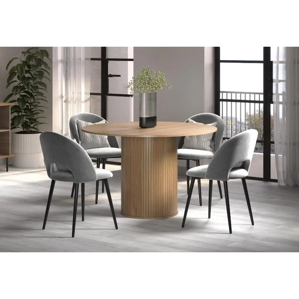 Hioshop Ronin eetkamertafel &Oslash;120cm eiken decor