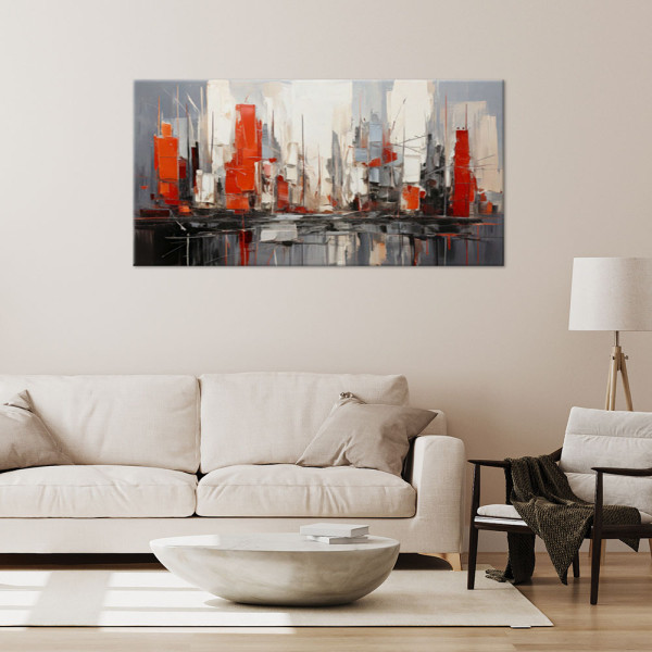 Feeby Obraz do salonu, Miasto Abstrakcja Nowoczesna Czerwony 80x40