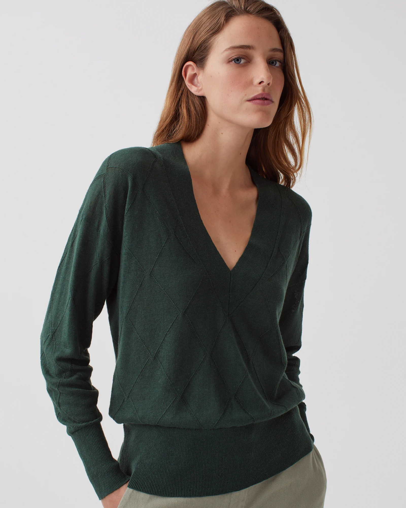 Pull col V à manches longues