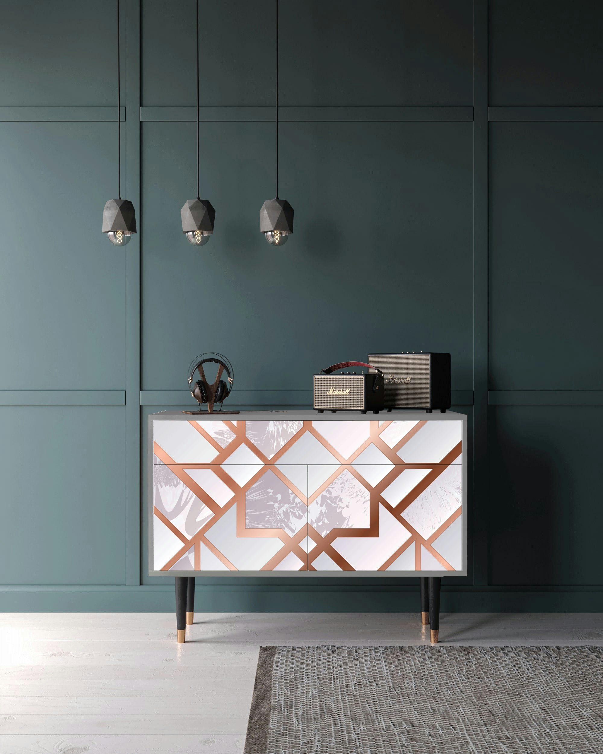 PASTEL FAIRYTALE - Buffet  rose clair 2 tiroirs et 2 portes L 115 cm