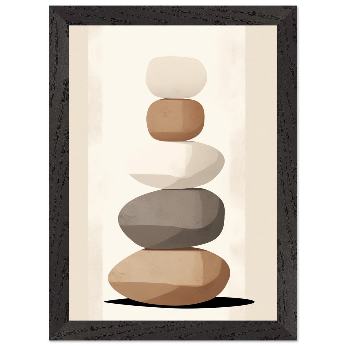 Artfulprints Poster met Lijst Stacked stones  - A4 21x29.7 cm - Taupe