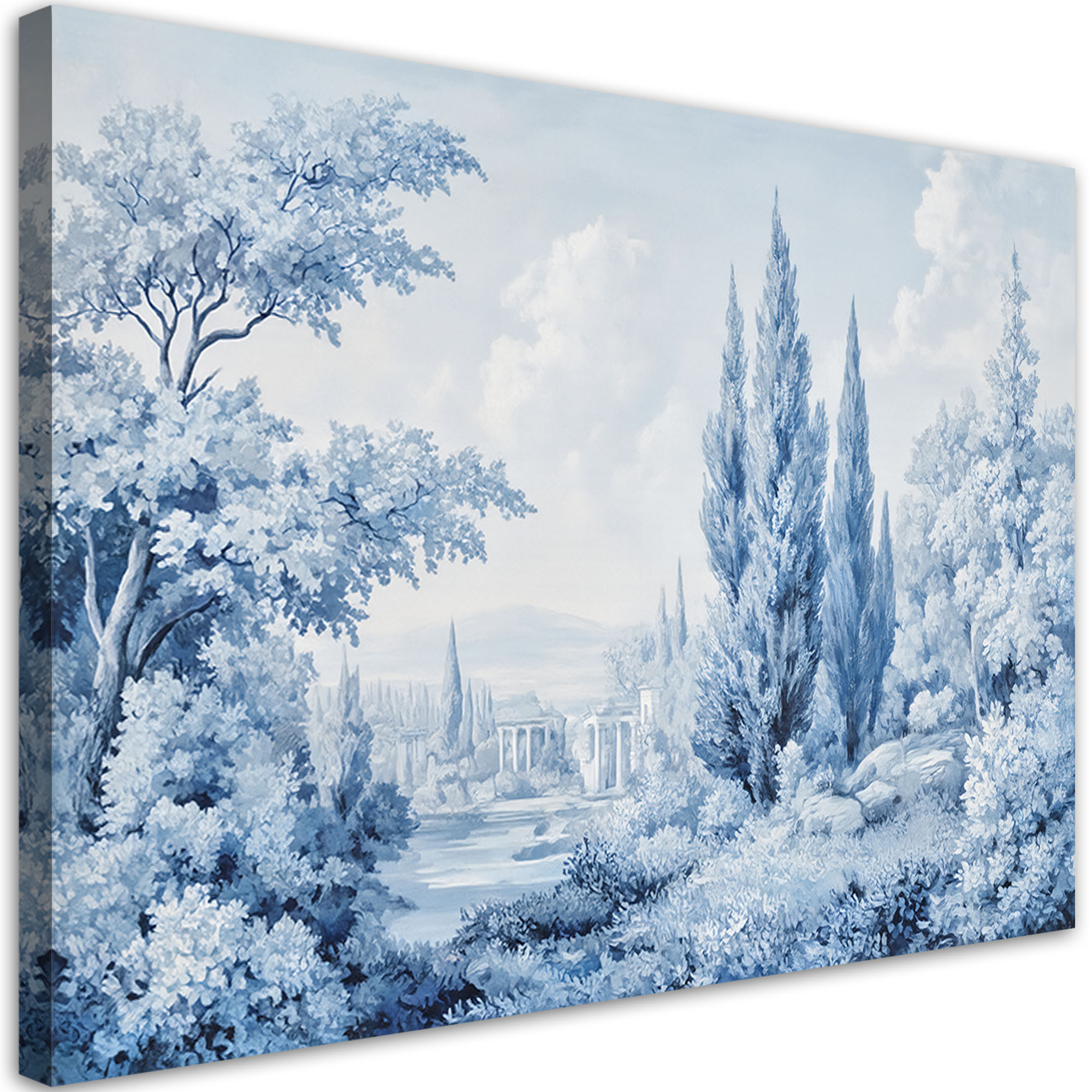Feeby Obraz na płótnie, Krajobraz Las Drzewa Natura Niebieski 60x40