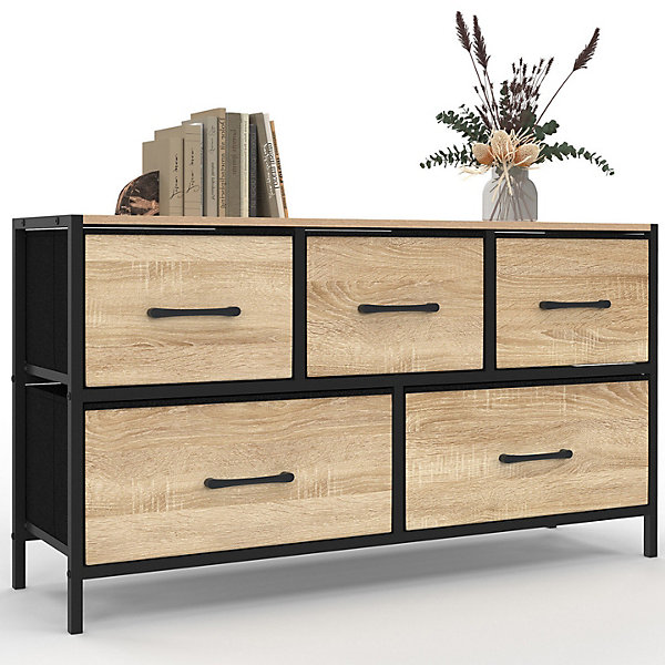 Commode 5 tiroirs en tissu UTAH H.55 cm meuble de rangement design industriel