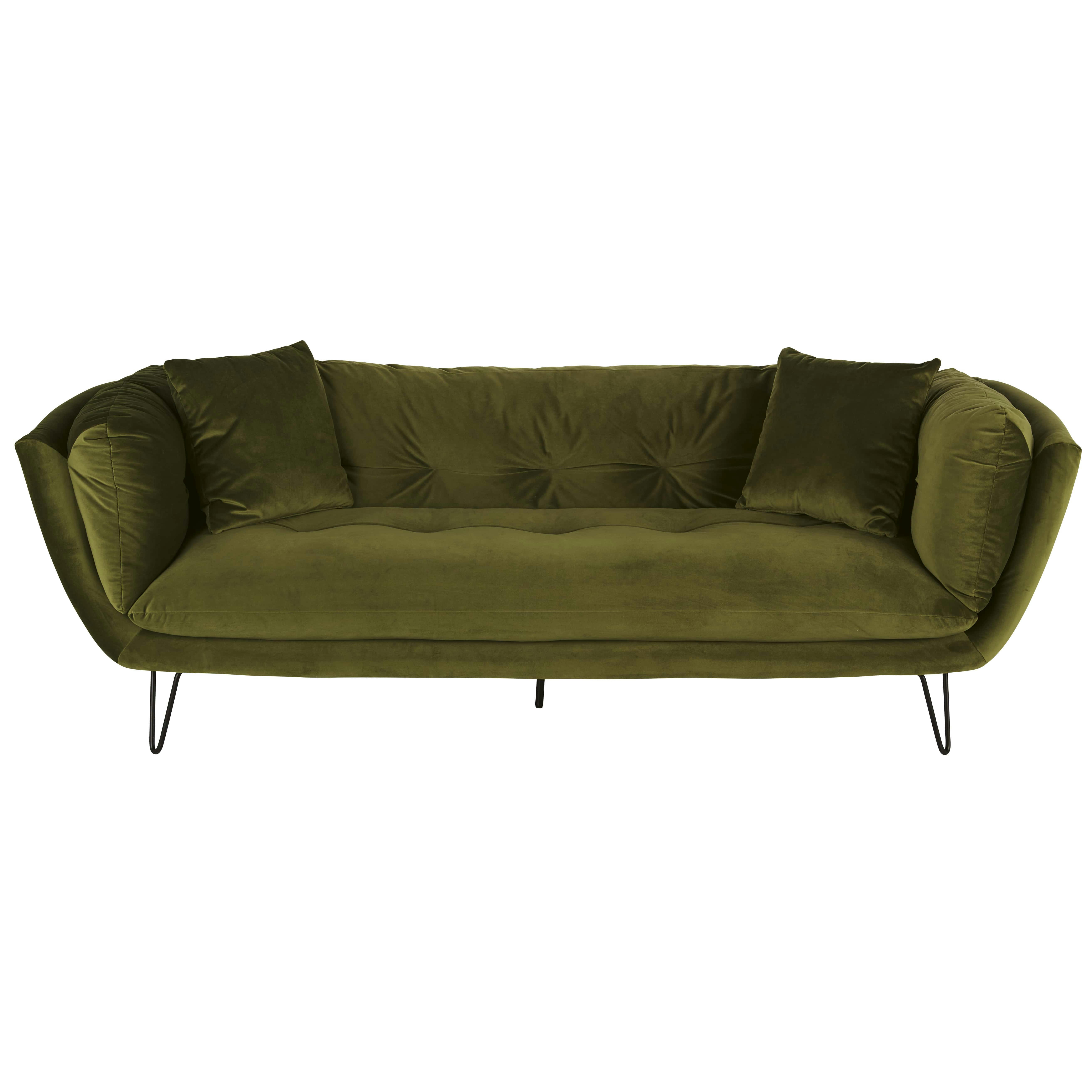 Dot - Canapé 3 places en velours vert mousse