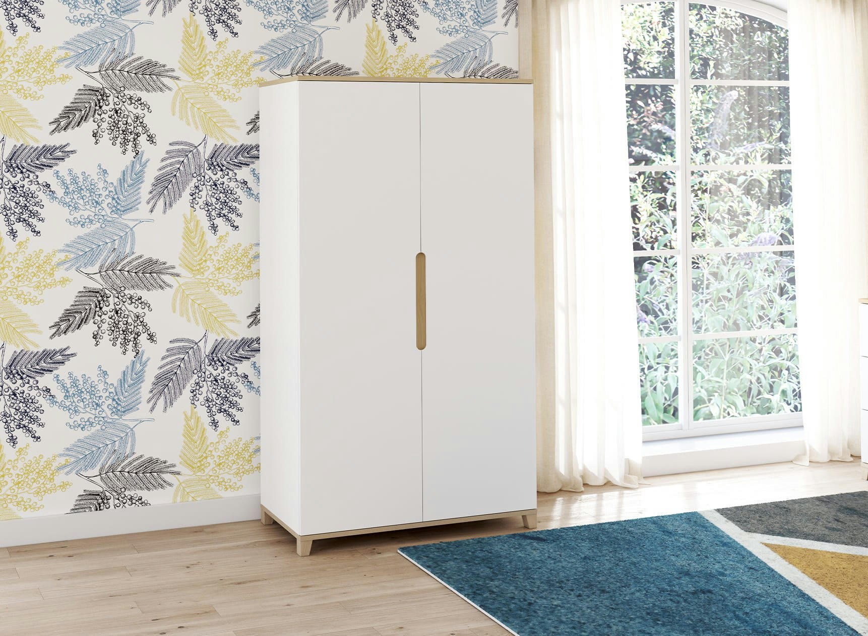 ALBI - Armoire 2 portes Blanc et Chêne