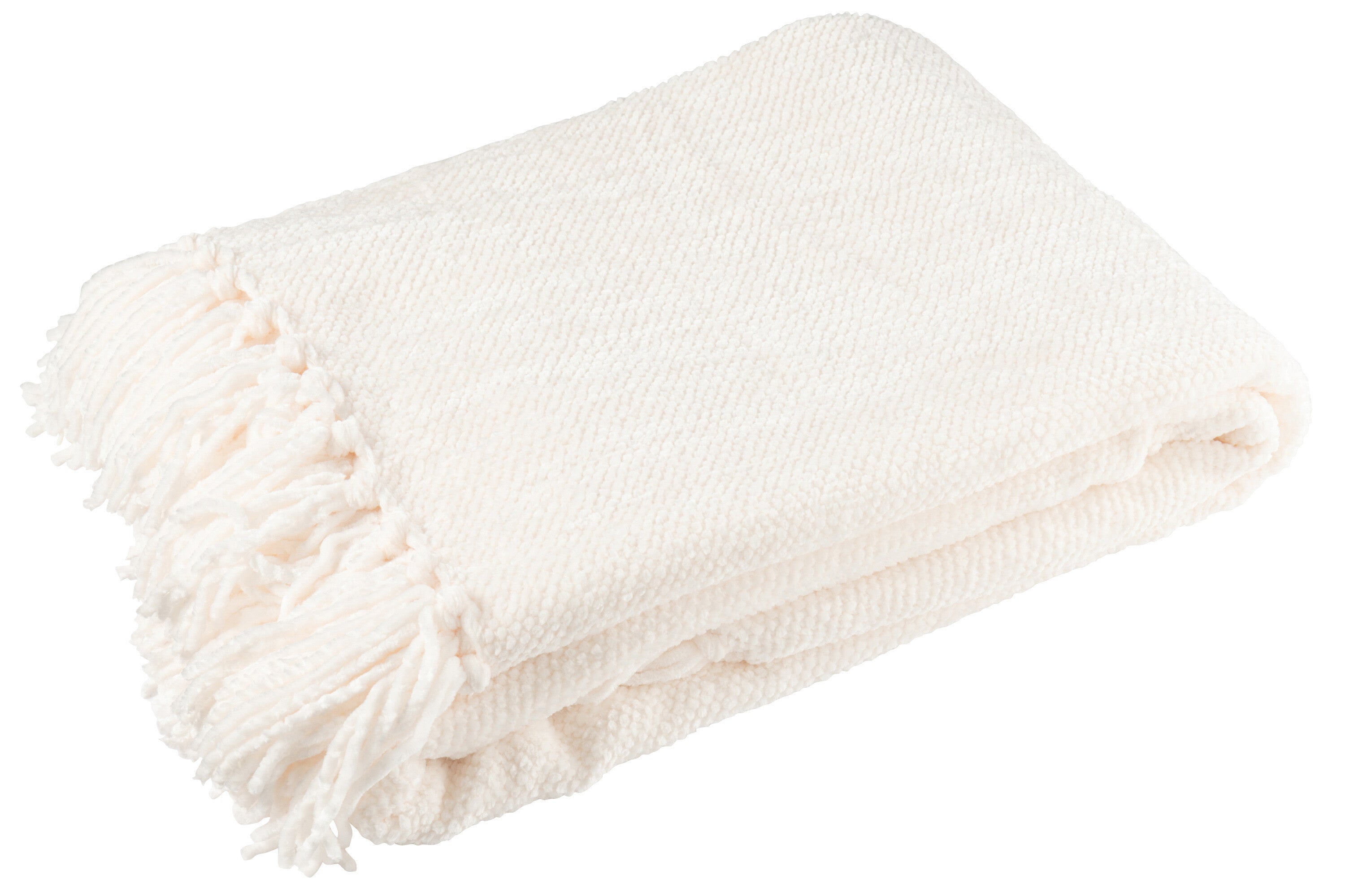 J-Line deken Chenille - polyester - wit