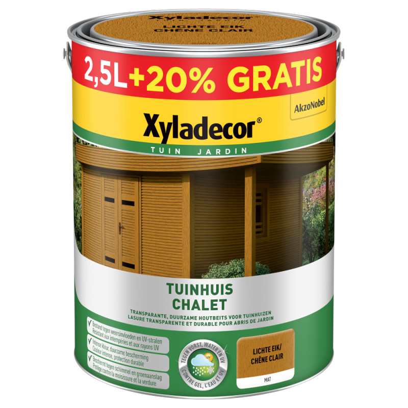 Lasure Chalet chêne clair 2,5 L   0,5 L gratuit XYLADECOR
