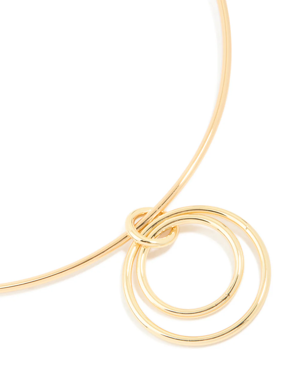 Gold Plated Collar Double Oval Pendant Necklace