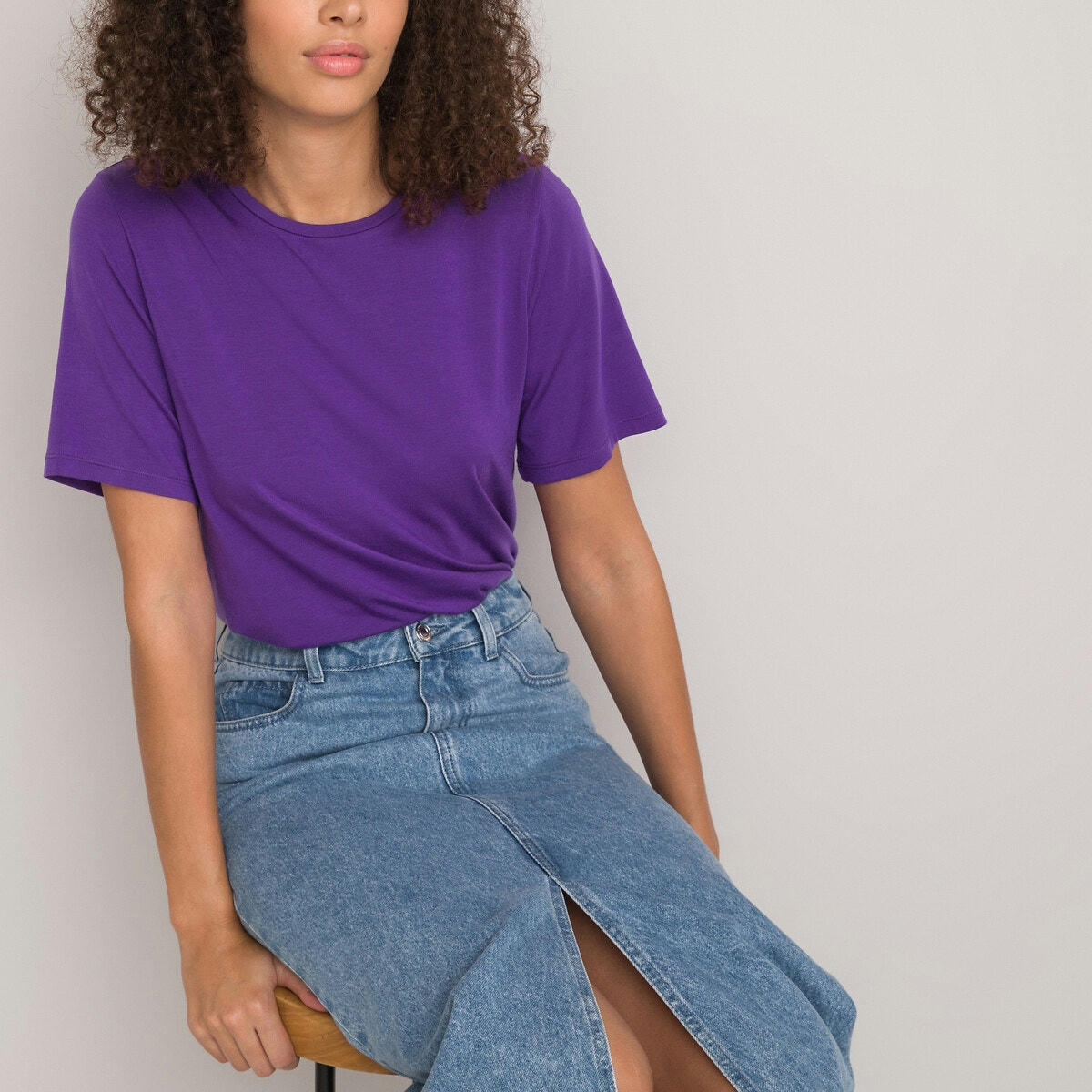 T-shirt col rond, en lyocell