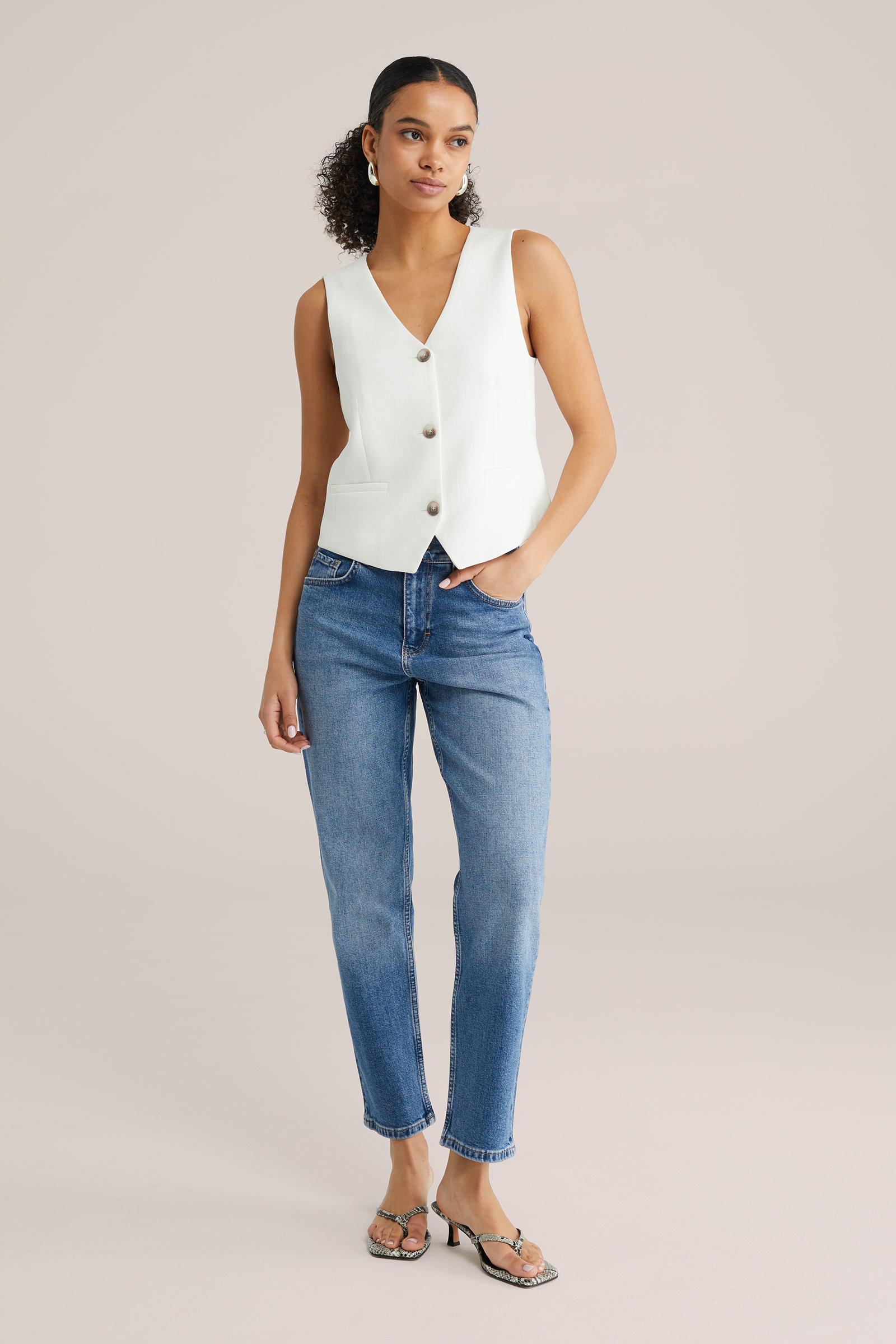 Dames high waist mom fit jeans