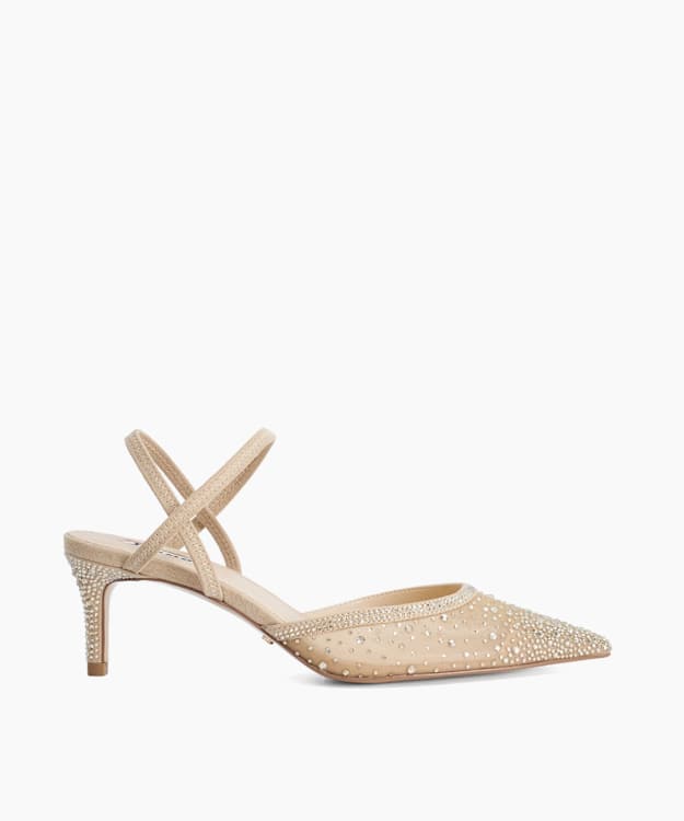 Charismatic Blush - Mesh Diamante Slingback Shoes