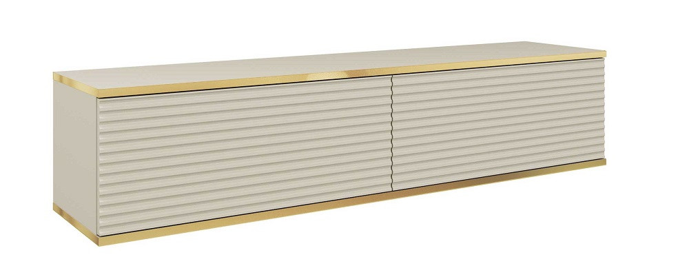 Szafka rtv POLO wisząca mdf ryflowany 135 cm - beżowa
