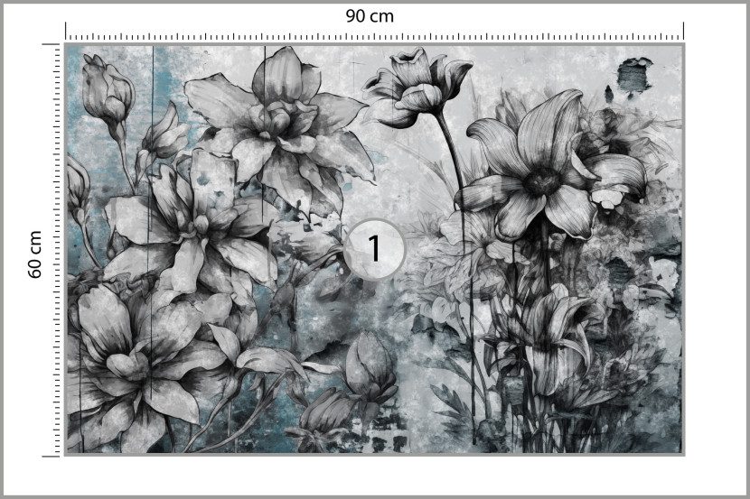 Fototapeta Kwiaty na tle betonu 90x60cm