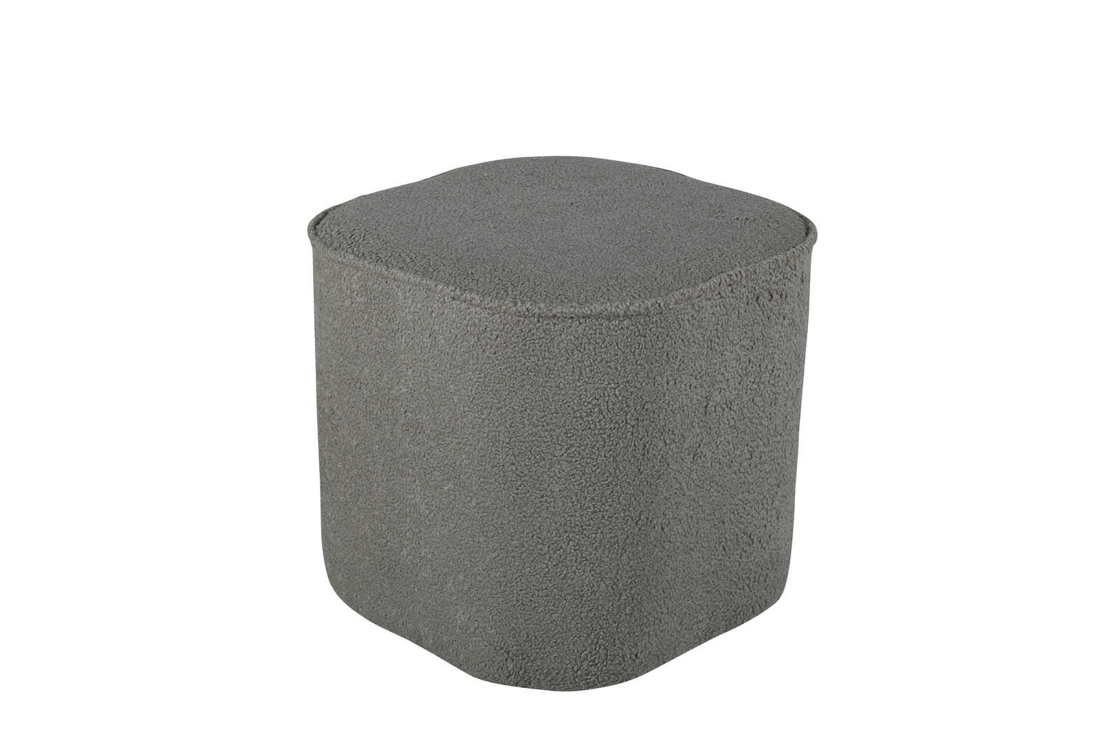 POLMO - Pouf cube en tissu bouclé gris