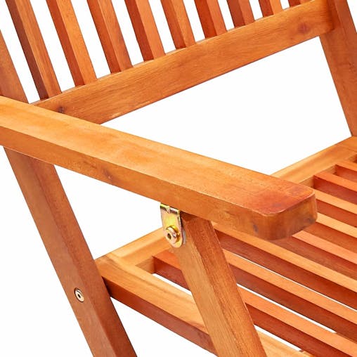 NNEVL Folding Garden Chairs 2 pcs Solid Eucalyptus Wood
