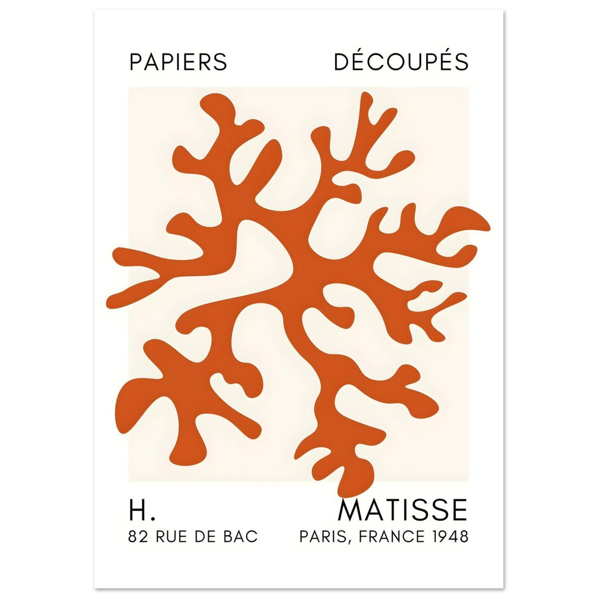 Artfulprints Poster Matisse – Dreamy coral flower orange  - A4 21x29.7 cm - Oranje