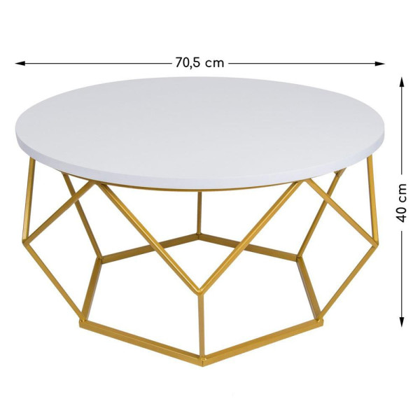 Stolik kawowy Diamond 70 cm złoto biały GLAM