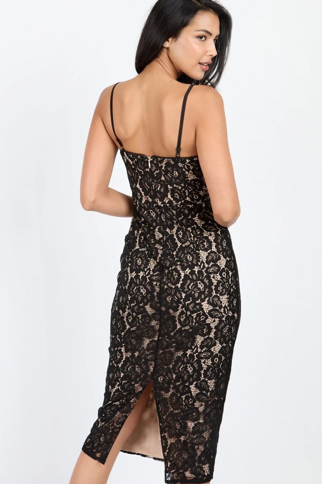 Little Mistress Black Lace Midi Dress