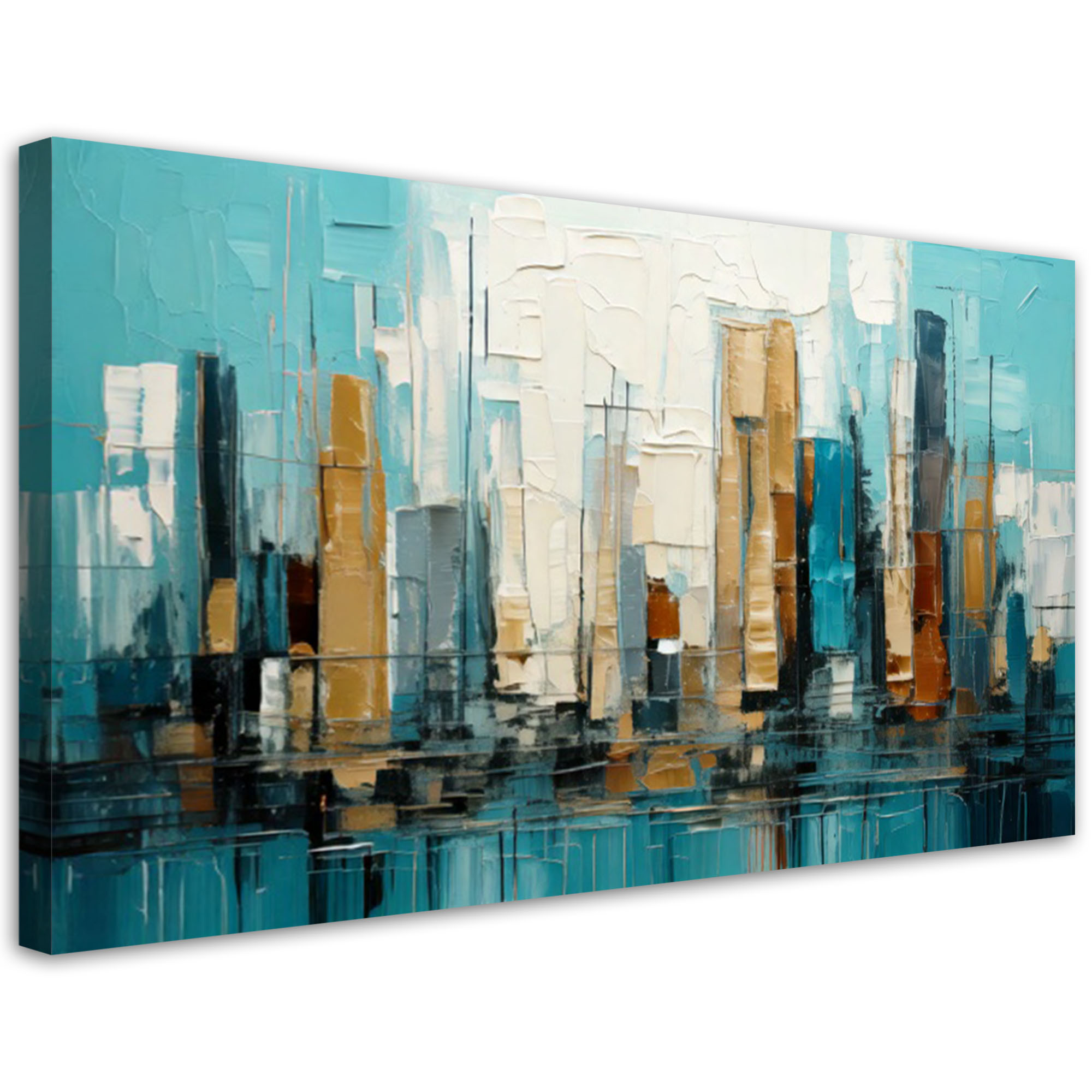 Feeby Obraz, Miasto Abstrakcja Budynki Turkusowy 80x40