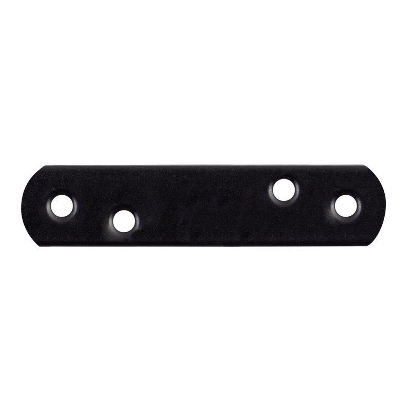 Plaque d'assemblage en acier noire avec bords arrondis 19 x 77 mm ALBERTS