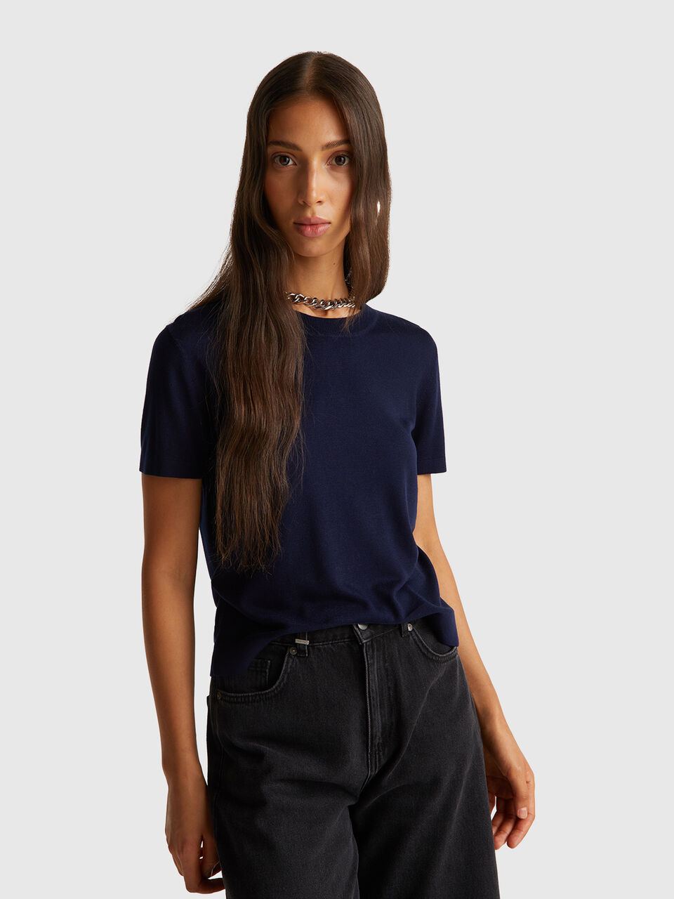 Short sleeve top in silk blend