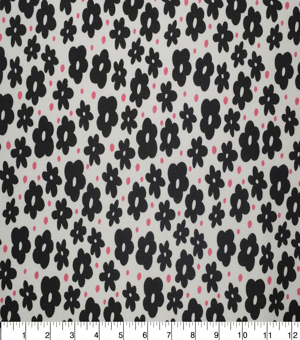 Black Floral & Pink Dots Quilt Cotton Fabric by Quilter's Showcase