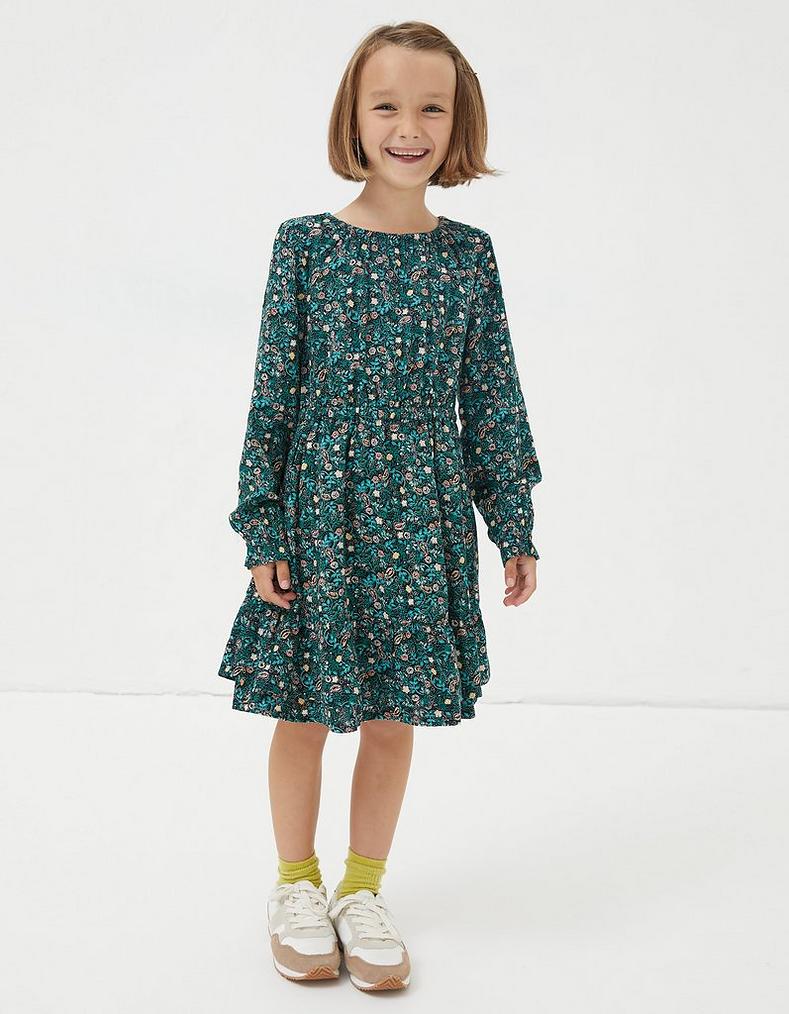 Isla Evergreen Floral Dress