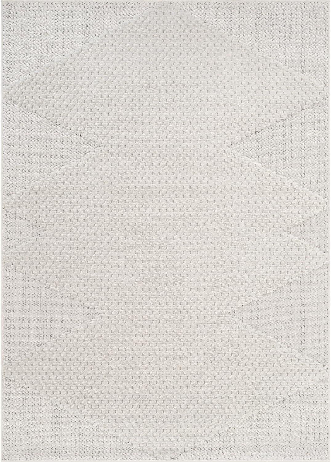 Modern Micro Loop Indoor Area Rugs for Living Room Bedroom Kitchen Geometric Triangle White 9x12 Luxury Durable Low and High Pile Non-Shedding Stain Resistant Soft Area Carpet 9 x 12