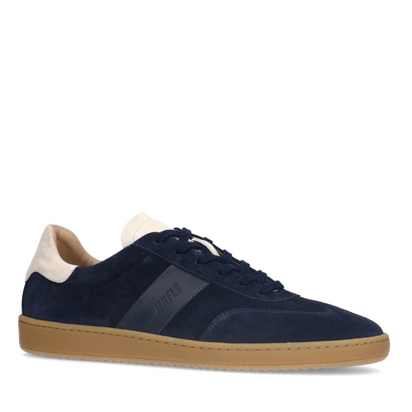 Manfield Donkerblauwe suède sneakers