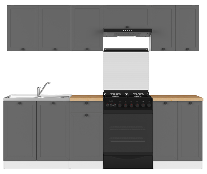 Komplet kuchenny Junona Line 240 cm grafitowy z blatem