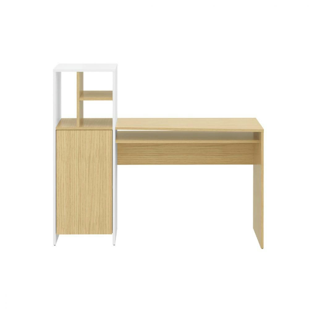 MITCH - Bureau  placage chêne clair et blanc