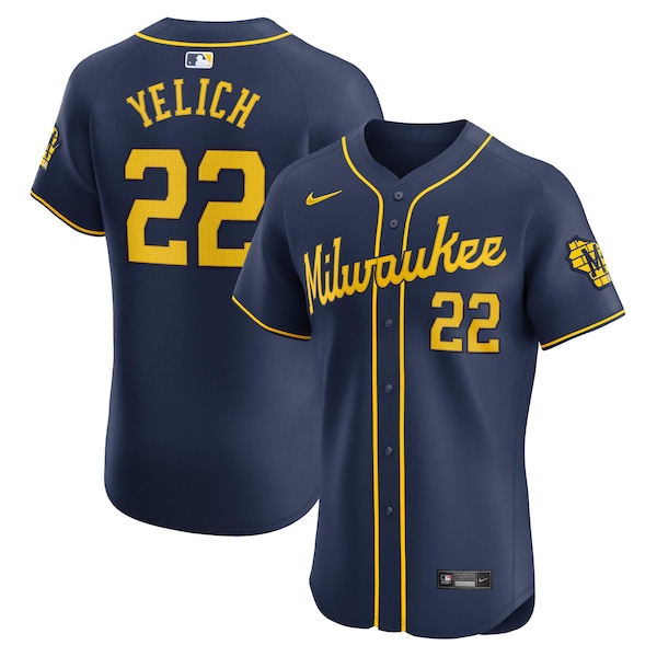 Christian Yelich Milwaukee Brewers Nike Alternate Home Elite Player Jersey - Navy