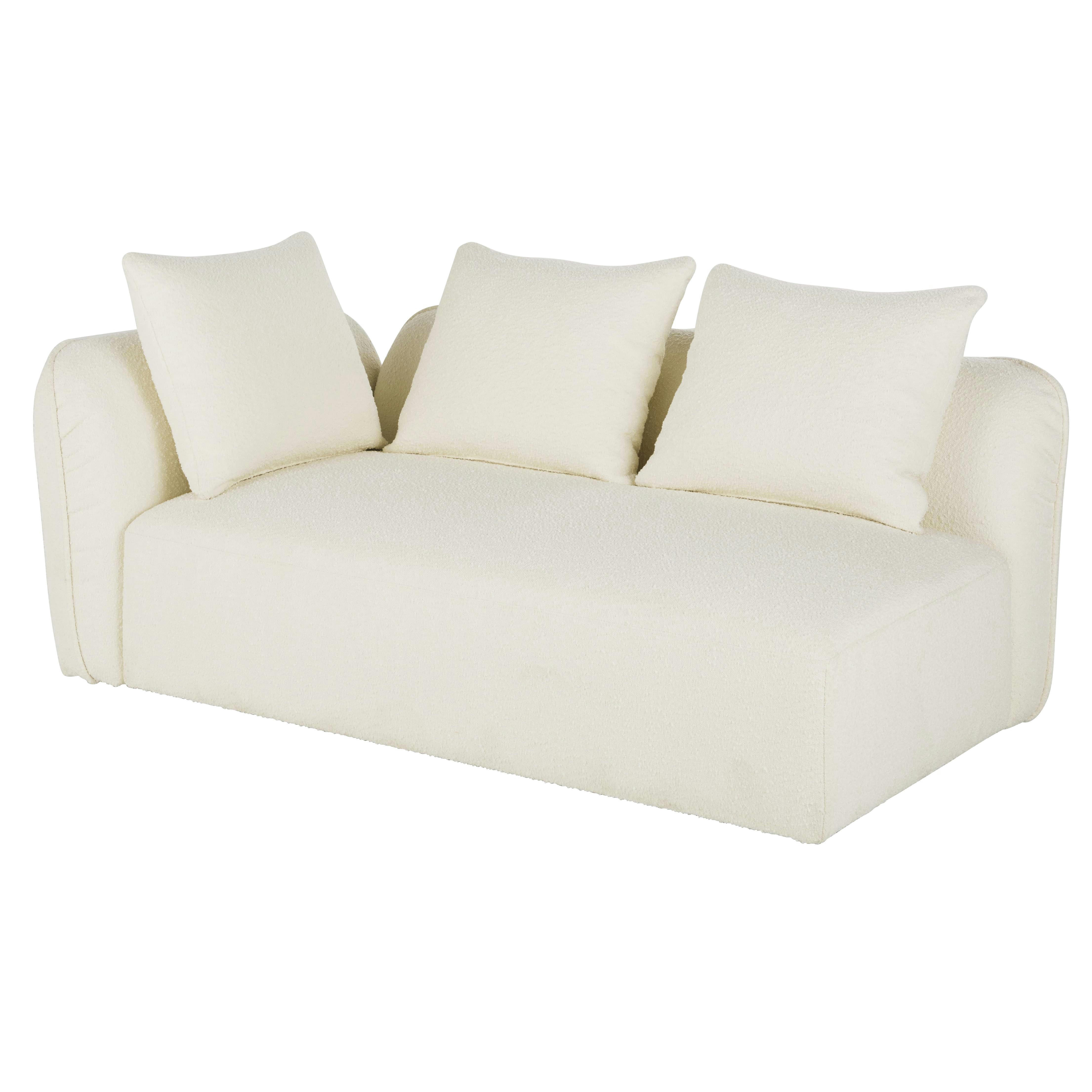 Flake - Accoudoir gauche pour canapé modulable tissu écru effet laine bouclée