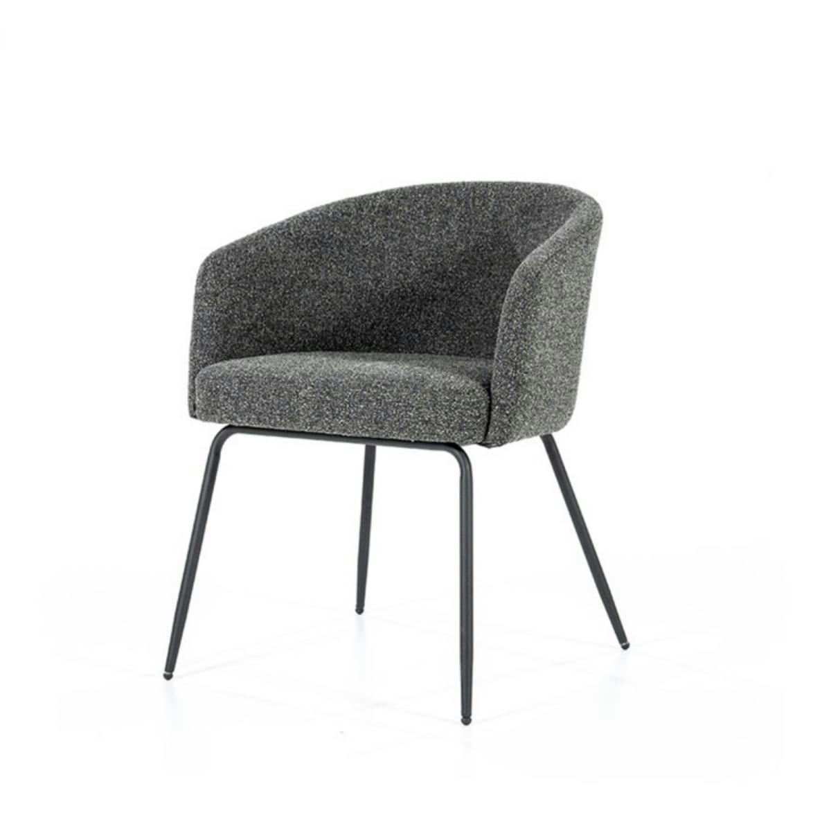 LIZY - Chaise salle à manger en tissu bouclé gris anthracite