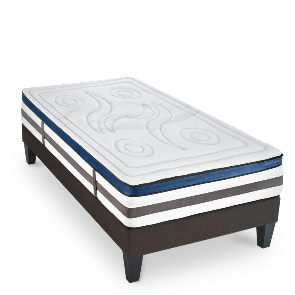 QUINTESSENCE - Ensemble Matelas à Mémoire de forme h30cm et sommier gris 90x200