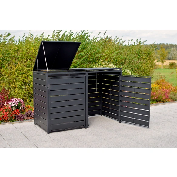 Mülltonnenbox, rechteckig, Aluminium/Stahl, graphit