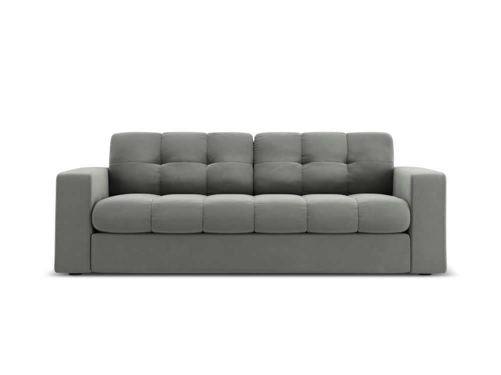 JUSTIN - Canapé 2 places en velours gris clair