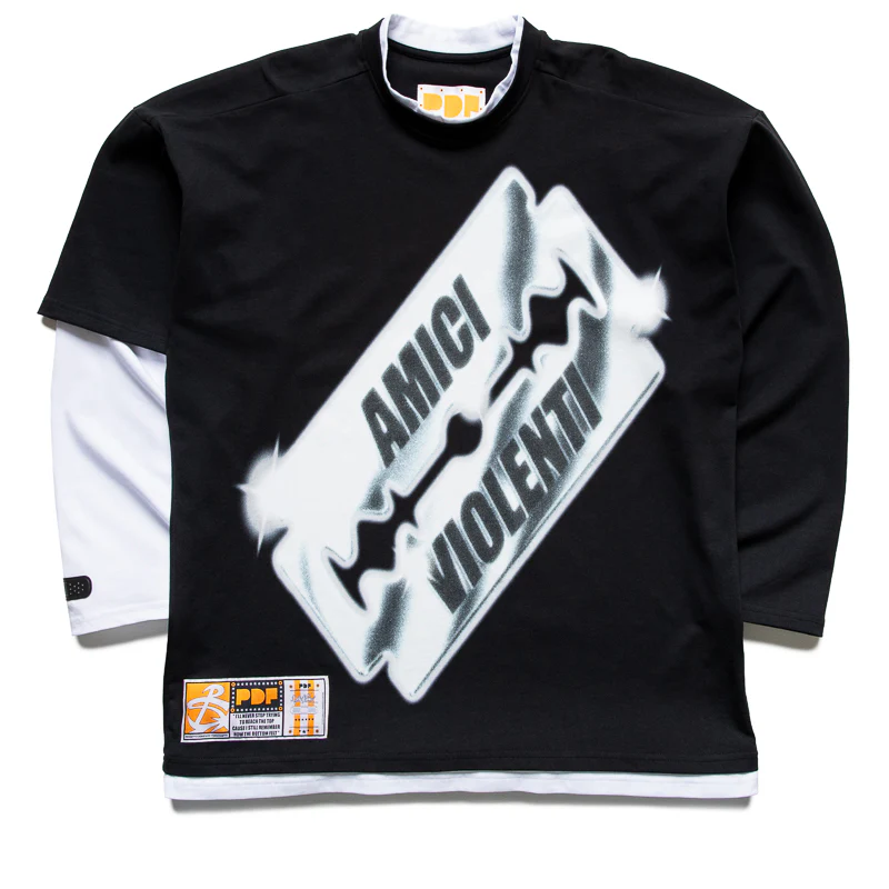 PDF Channel No Name A L/S Tee - Black/White